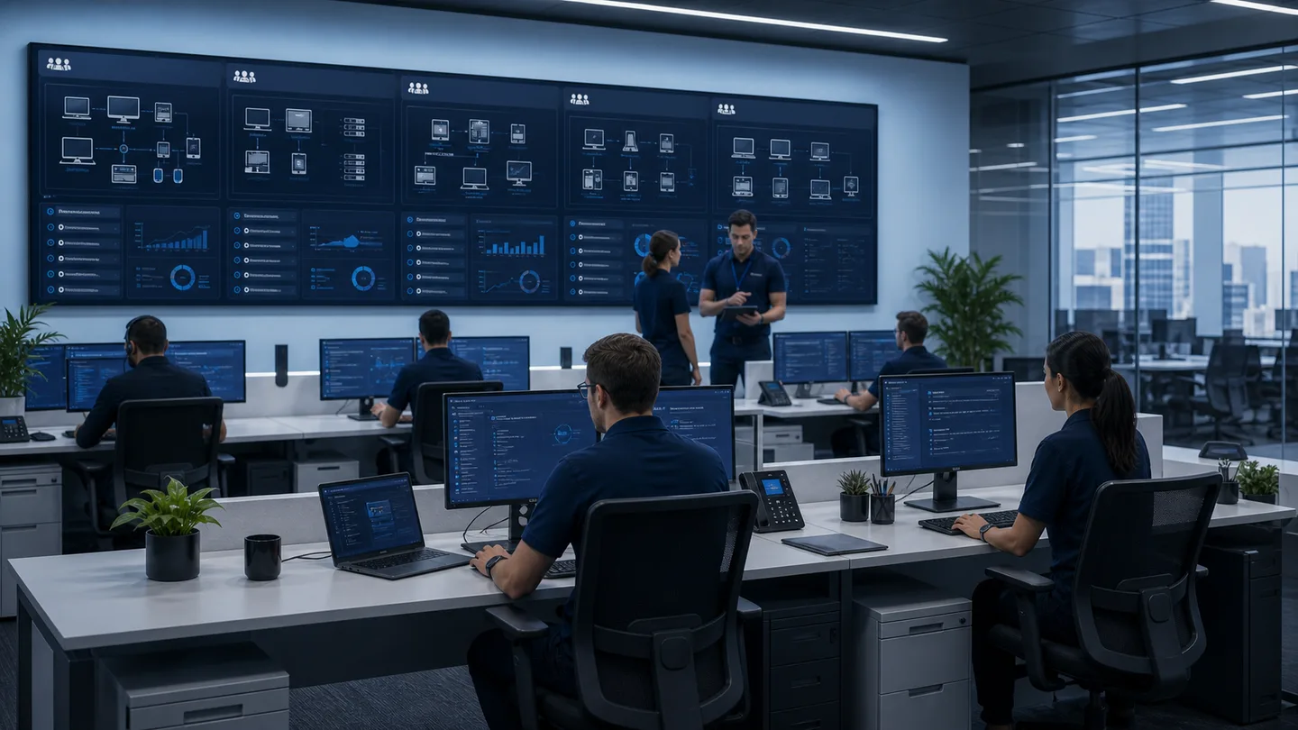 Técnicos organizando onboarding y administración de endpoints