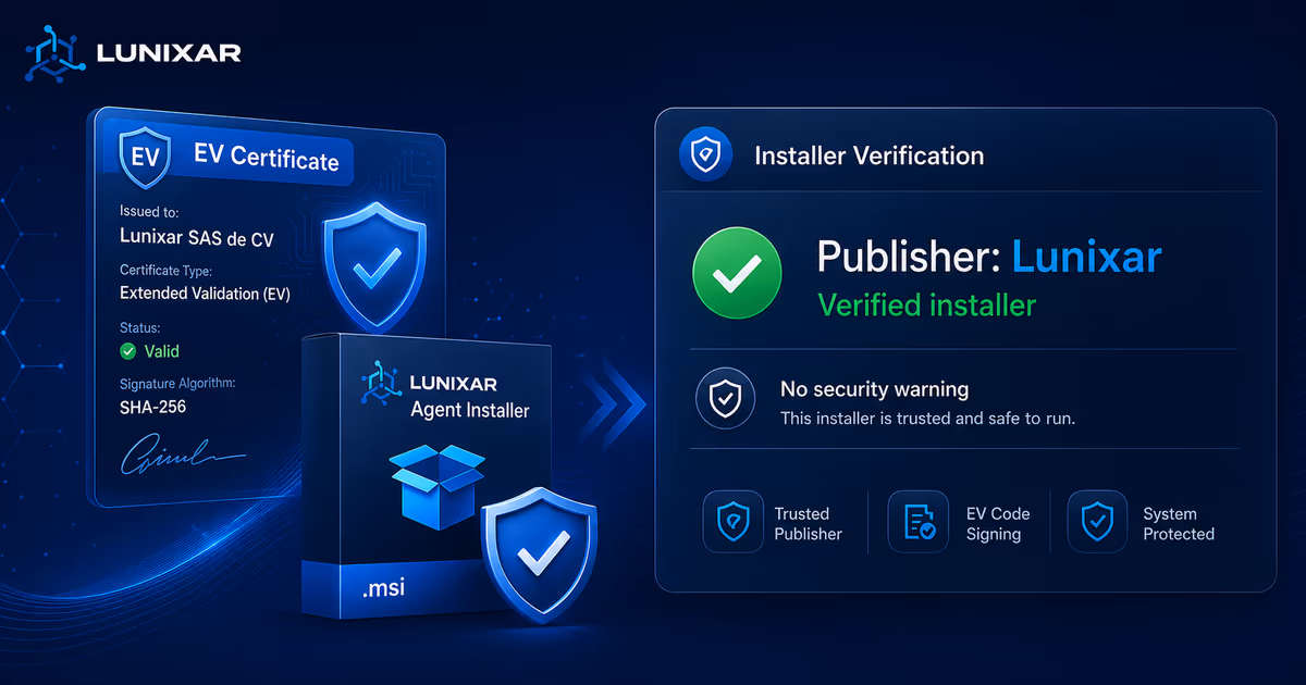 Instaladores Windows de Lunixar con firma EV