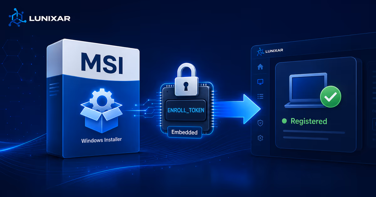 MSI único con token embebido para Windows en Lunixar