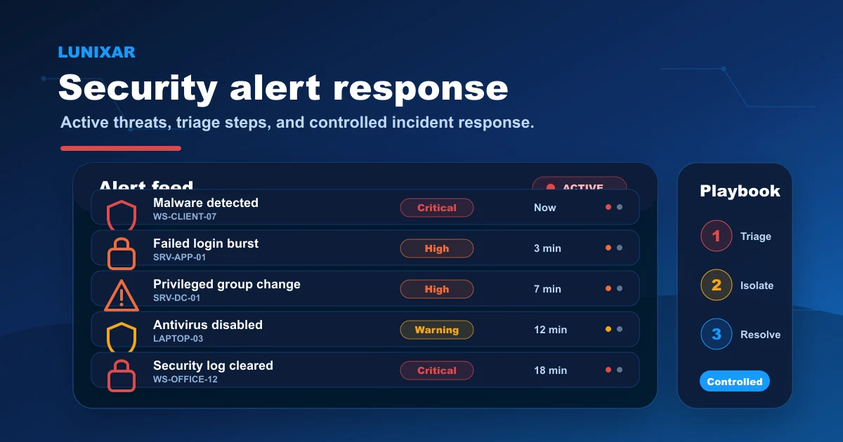 Playbook de respuesta a alertas de seguridad en Lunixar